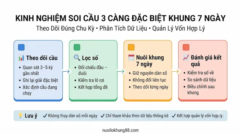 Kinh nghiệm theo dõi cầu 3 càng đặc biệt khung 7 ngày và quy trình phân tích dữ liệu XSMB