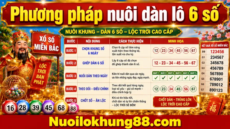 Phương pháp nuôi dàn lô 6 số theo khung
