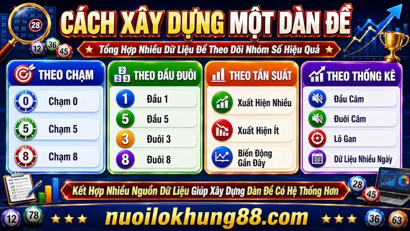 Các phương pháp xây dựng dàn đề miền Bắc theo chạm đầu đuôi tần suất lô tô và dữ liệu thống kê