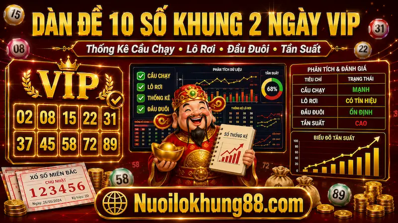 Dàn đề 10 số khung 2 ngày VIP tham khảo từ thống kê cầu chạy và lô rơi miền Bắc