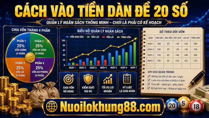 Quản lý vốn khi theo dõi dàn đề 20 số trong 4 ngày