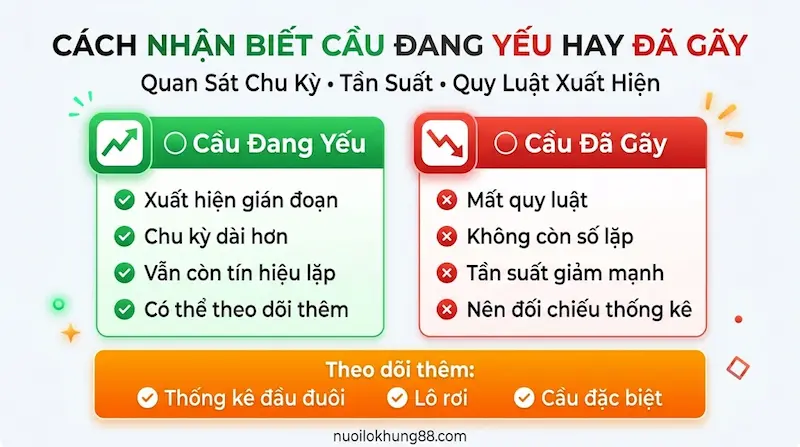Phân biệt cầu đang yếu và cầu đã gãy trong phân tích xổ số miền Bắc