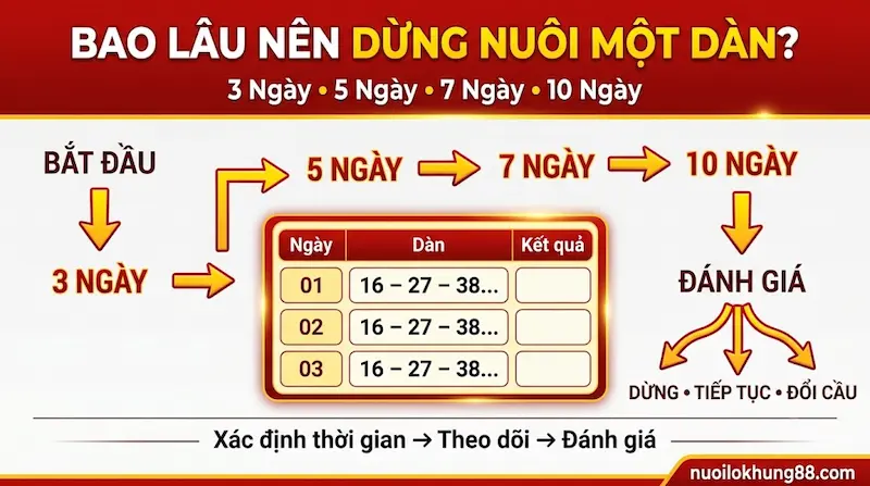 Bao lâu nên dừng nuôi một dàn với các mốc theo dõi 3 ngày, 5 ngày, 7 ngày và 10 ngày
