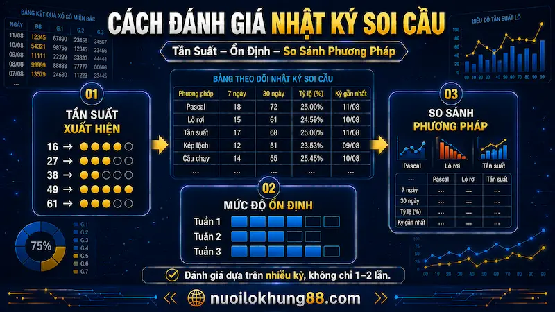 Cách đánh giá nhật ký soi cầu qua tần suất xuất hiện, mức độ ổn định và so sánh các phương pháp