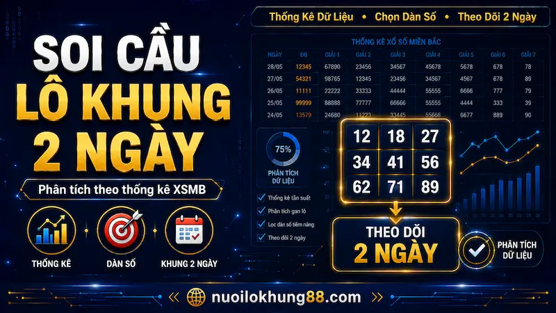 Minh họa soi cầu lô khung 2 ngày bằng các phương pháp thống kê và theo dõi dàn số xổ số miền Bắc